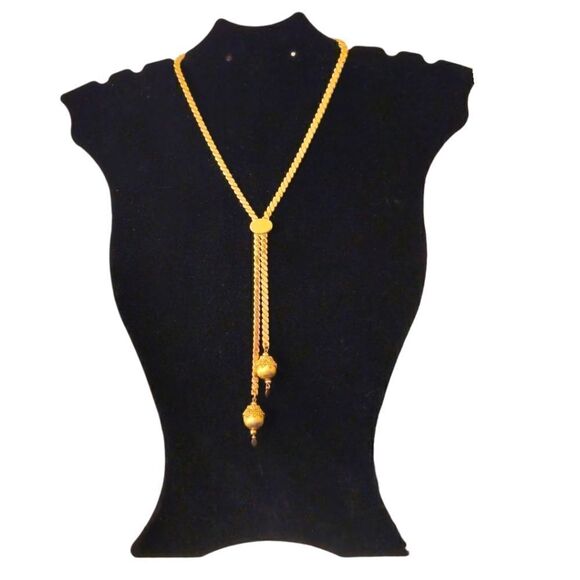 Monet 1960s Vintage Gold Slide Lariat Layering Chain Dangle Necklace - Picture 1 of 11